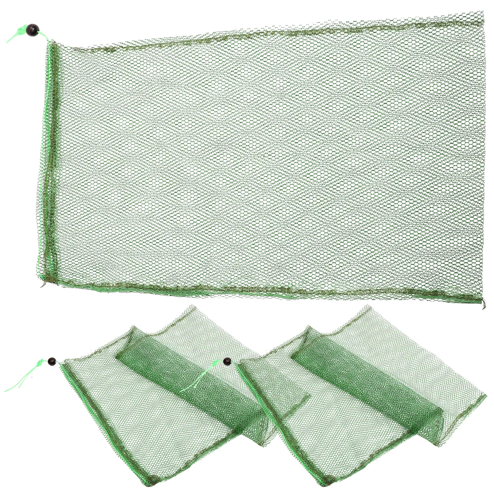 3Pcs Coated Fish Collection Mesh Bags Foldable Lightweight Drawstring Net Bags for Fishing Outdoor Fish Storage Fishing Supplies