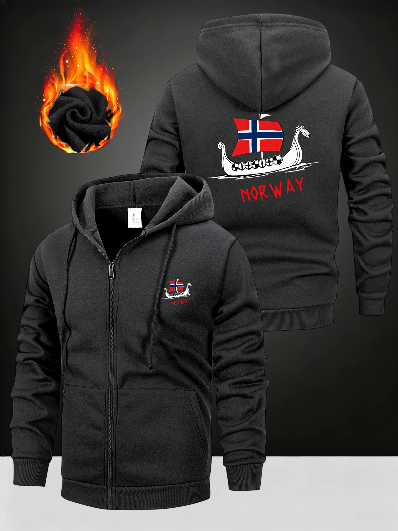 2025 الخريف يندبروف هوديي النرويج المطبوعة الرجال البلوز سستة إغلاق سترة موضة رياضية ملابس الشارع الشهير الذكور