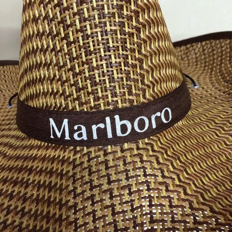 Men Retro Western Cowboy Summer Straw for Sun Hat Wide Curly Brim Letters Printe Drop Shipping