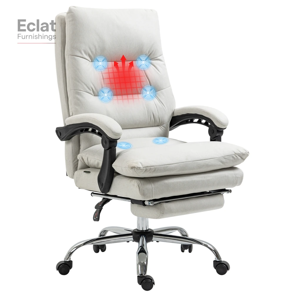 

Executive Massage Office Chair, Computer Desk Chair, Heated Reclining Chair with Footrest, Double-tier Padding, Swivel Wheels,