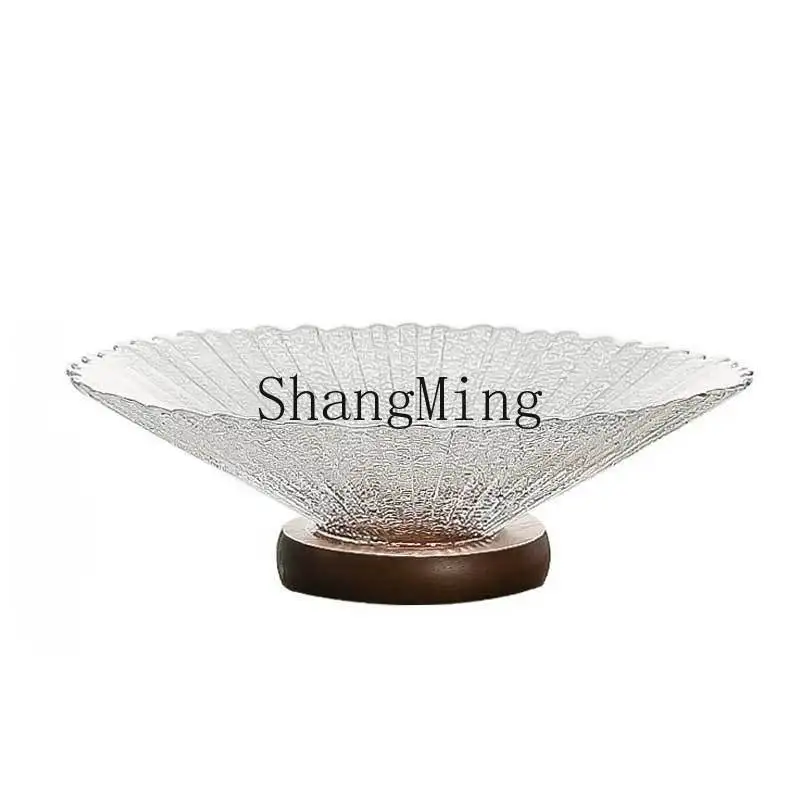 

PYH light luxury fruit plate ornament modern home living room tea table snacks glass tray crystal glass fruit basket