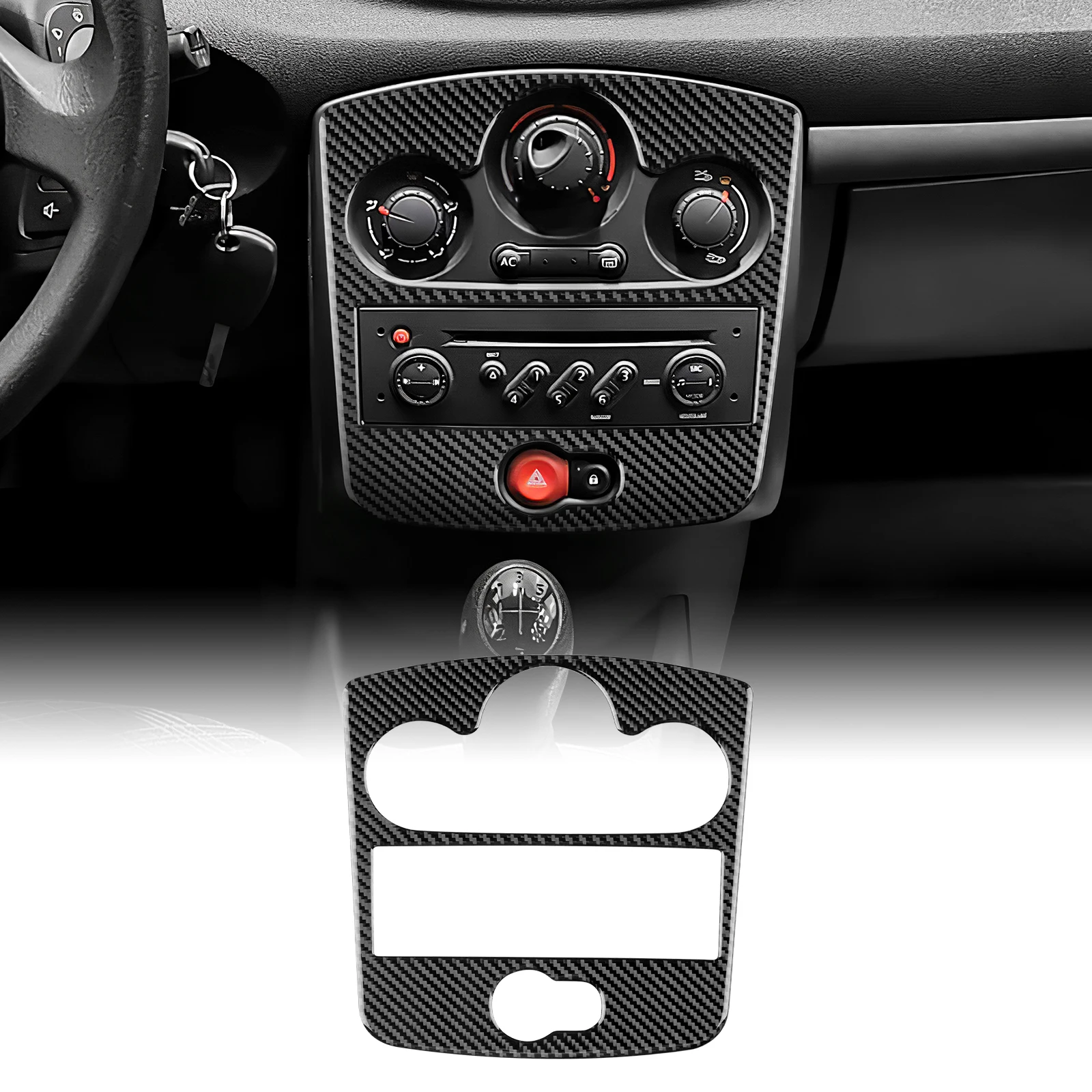 For Renault Clio 3 III 2006 2007 2008 2009 2010 2011 2012 Real Soft Carbon Fiber Sticker Car CD AC Panel Interior Accessories