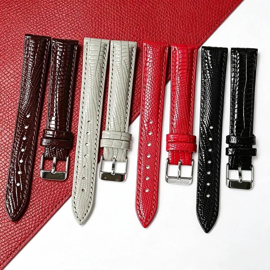 *New style* Watch strap Lizard Grain Slim Leather  For Women12mm 14mm 16mm 18mm 20mmWatch Accessories High Quality Lizard
