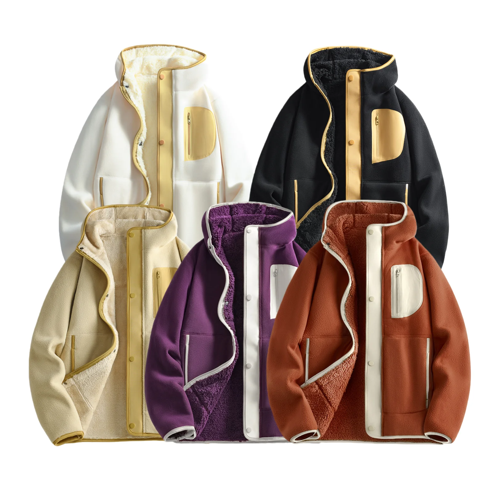 

Thiened Fce Lamb Velvet Hooded Jaet Outdoor Warm Coats for Men And Women Faionable Urban Sle Stand Fit Winter 2025