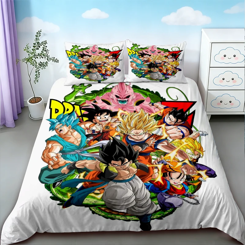 Teens Cartoon Duvet Cover Dragon Ball Goku Bedding Set Queen King Size for Bedroom Home Dormitory Decor Birthday Gifts view 2