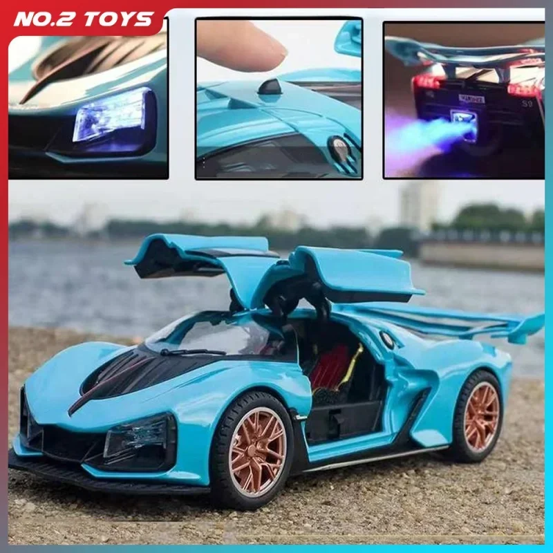

Модель спортивного автомобиля из сплава 1:24 с подсветкой и эффектом распыления, литая металлическая машинка, игрушка для мальчиков, коллекционный подарок для детей