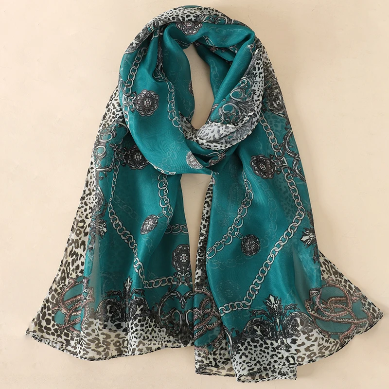 New Fashion Print Design Women Silk Scarf Shawl Elegant Headscarf Convinient Bandage Hijabs Chiffon Muslim Wrap Scarves