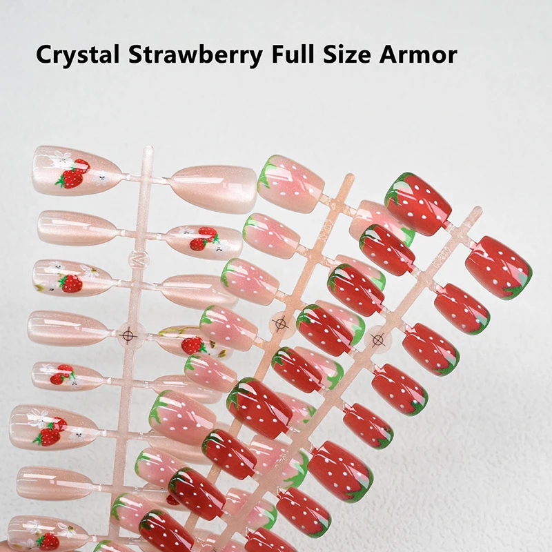 30 個のフェイクネイルシンプルな人工プレスオンネイルチップネイルアートキャットアイ付け爪着用アーマーウェアラブルスイカイチゴ