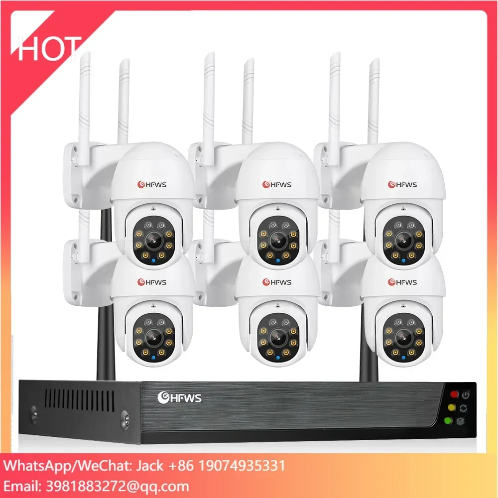 ชุดกล้องวงจรปิดระบบมองเห็นกลางคืน 6 ตัว พร้อมชุด NVR แบบไร้สาย 8 ช่อง ระบบกล้องวงจรปิดรักษาความปลอดภัย