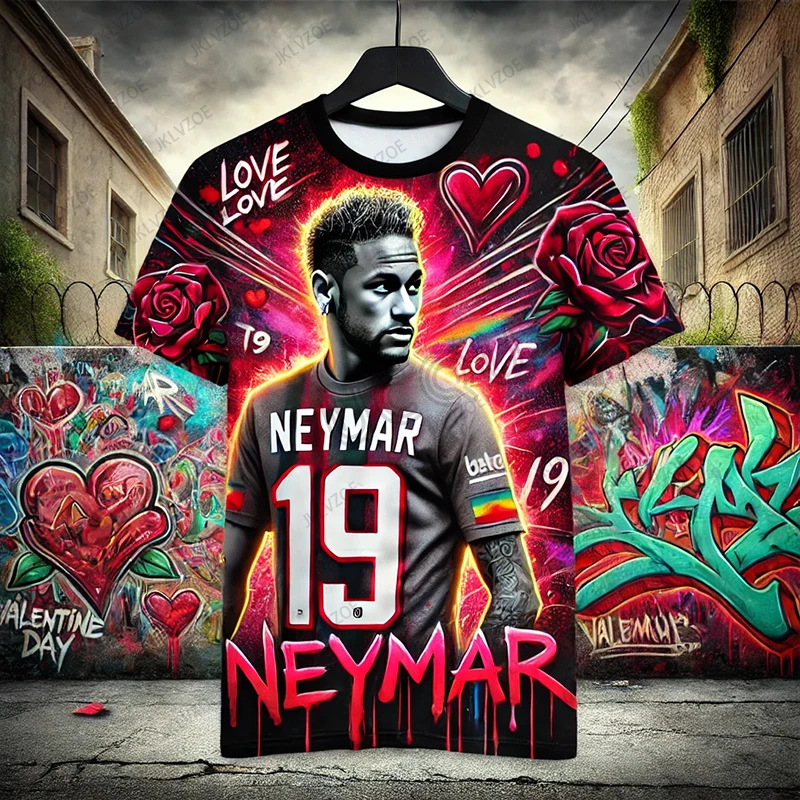 Valentine's Day CHATGPT Designed Street Graffiti Sports Short Sleeve Neymar 19 Soccer Jersey Men T shirt Fashion Kids/Adult Tops