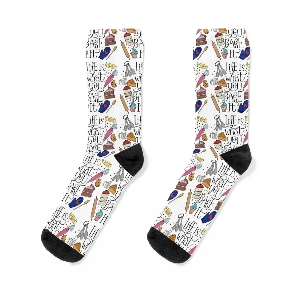 

Life Is What You Bake It Baking And Dessert Lover Design Socks luxury custom sports Man Socks Women's