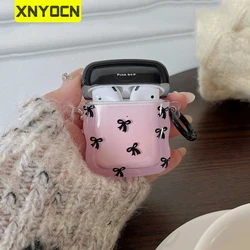 Xnyocn Earphone Case Pink Bow Knot Korea INS TPU Silicone Wireless Headphone Protective Cover For Apple Airpods 1 2 3 Pro