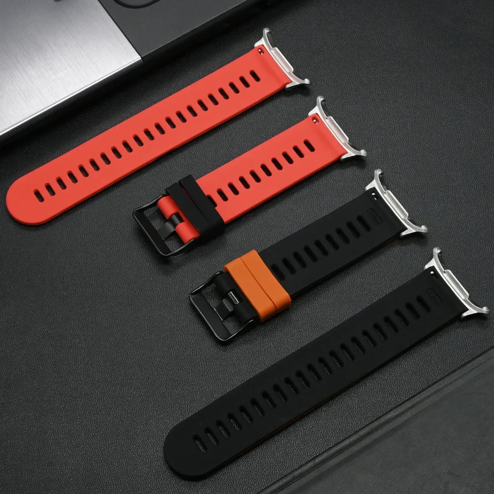 Pulseira esportiva de silicone para samsung galaxy watch ultra 47mm unissex pulseira de laço macio para galaxy ultra 47mm sem lacuna alça de extremidade curvada