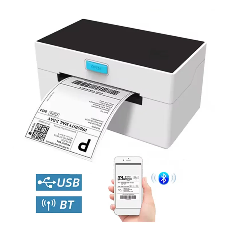 4 Inch Thermal Shipping Label Printer ZJ9220 USB Bluetooth Compatible with Android/iPhone Windows/Mac Barcode Label Printer