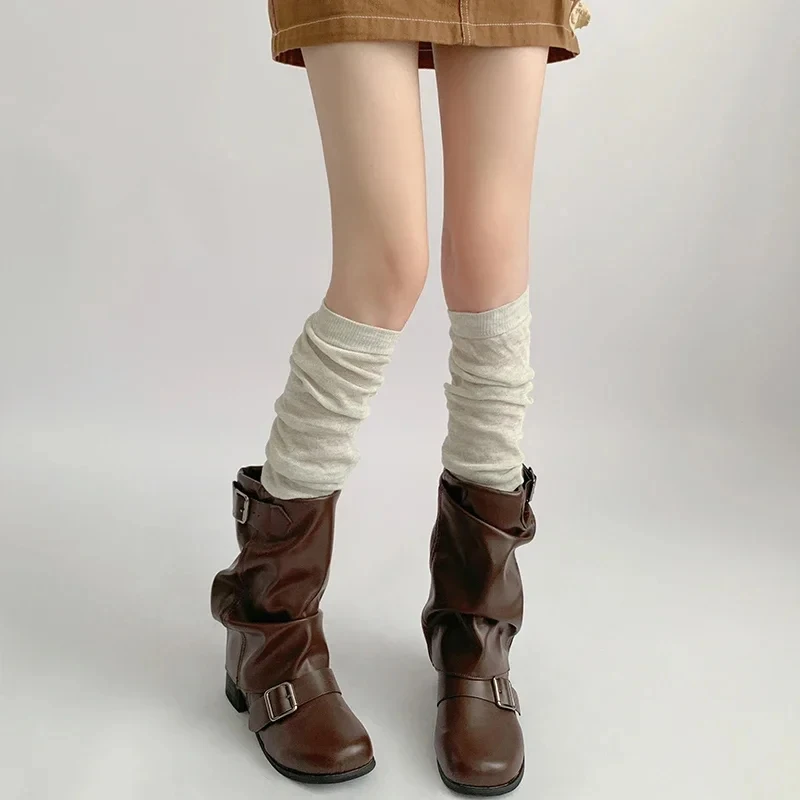 2024 Women Long Socks Lolita Boot Wool Thigh Stocking Skinny Cotton Over Knee-High Fluffy Female Long Knee Sock