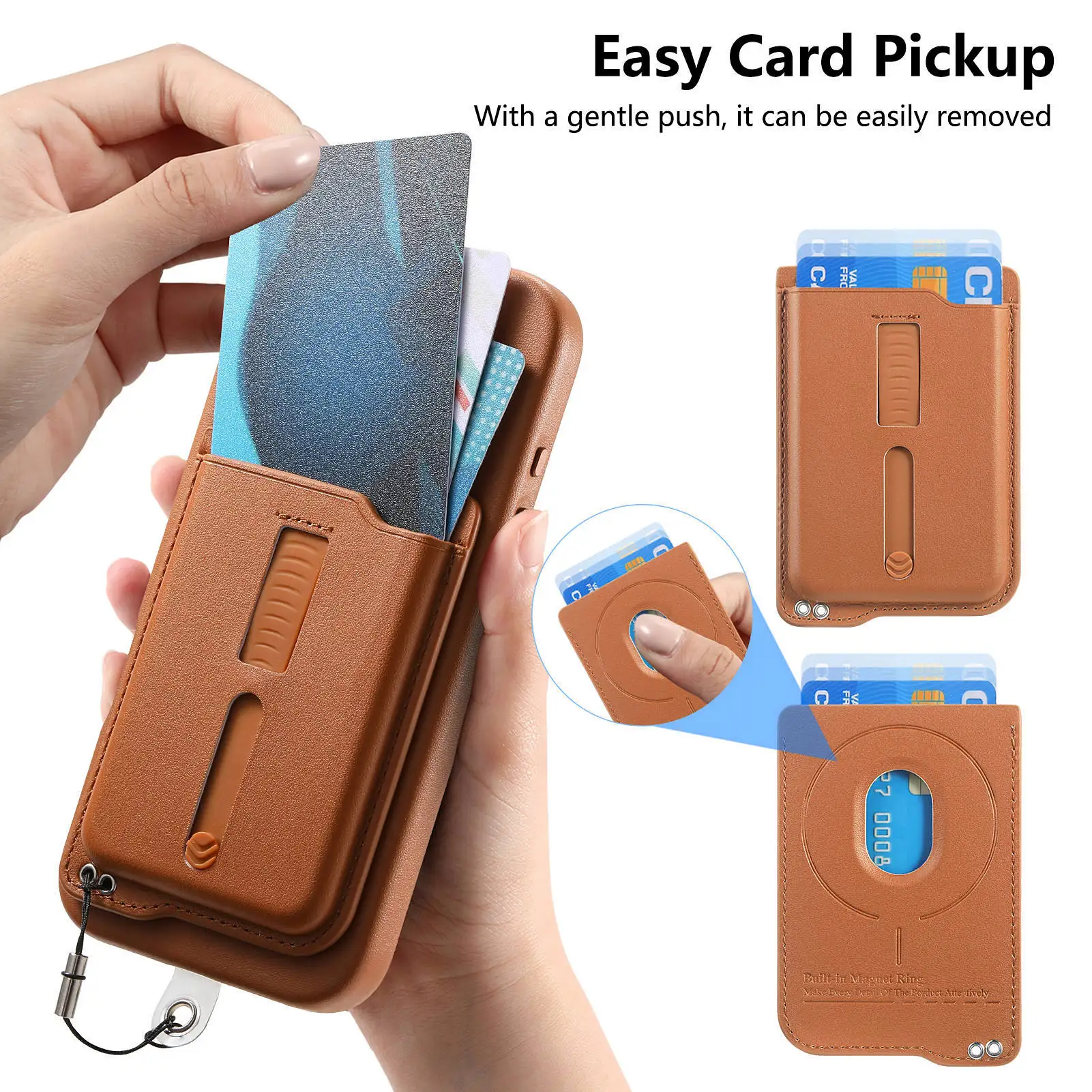 2 في 1 محفظة جلدية مغناطيسية قابلة للفصل حافظة سولت لهاتف آيفون 17 برو ماكس 16 بلس 15 14 13 12 غطاء حقيبة معصمه منزلق