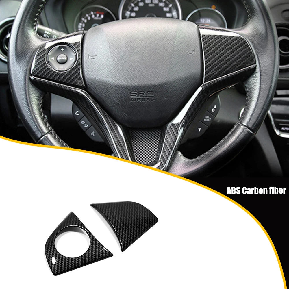 ABS Carbon Fiber For Honda FIT Jazz 2015 2016 2017 2018 Car Steering Wheel Cover Trim Inner Sticker Car Styling