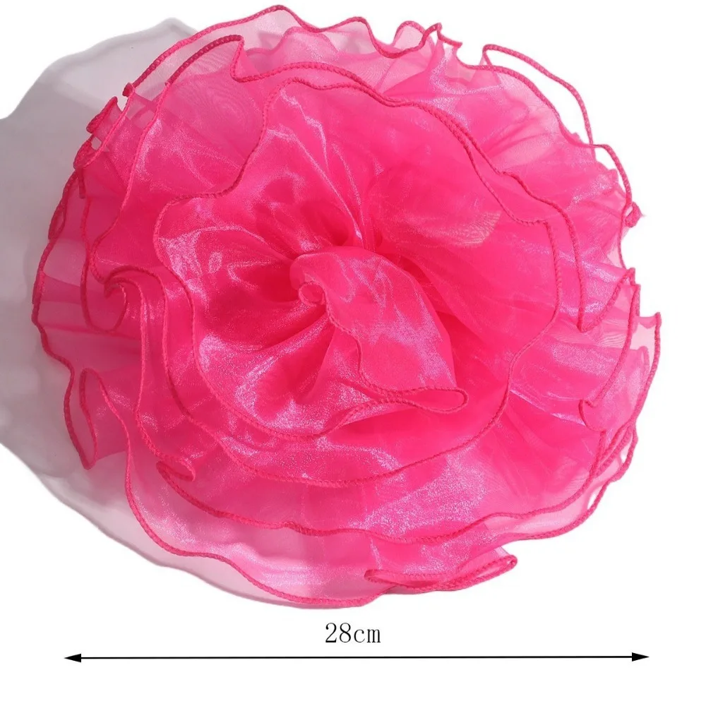 Fashion 28cm Fabric Flower Brooch Lace Exaggerated Clothing Patch Clip Large Handmade 3D Corsage Clothes Decoration