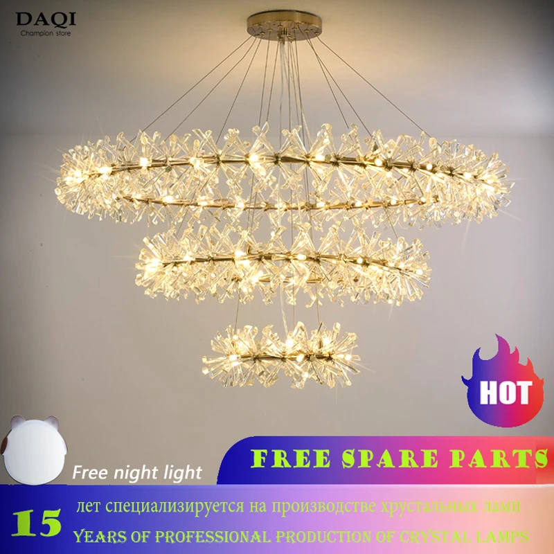 

Modern light luxury crystal chandelier lamp ring crystal lamp kitchen lighting bedroom chandelier hotel home living room lights