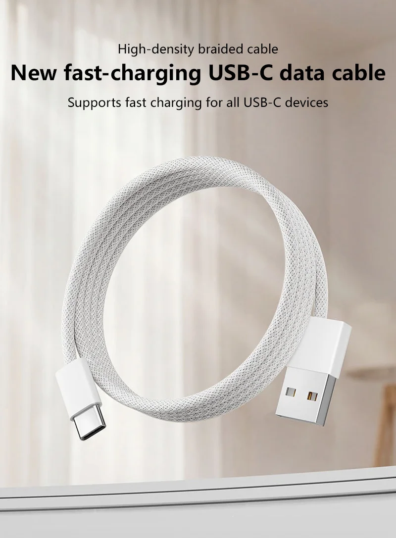 5 Stück USB-A-Kabel zu USB-C 240W Schnellladekabel unterstützt Schnellladung für iPhone 17 16 15 Samsung Huawei Xiaomi usw. – Detail 1