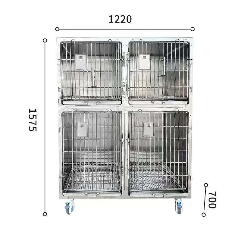 a forFive Large Dog Cages Hospital Inpatient Cages304 Stainless Steel Foster Cages for Pet Clinics Breeding Cages