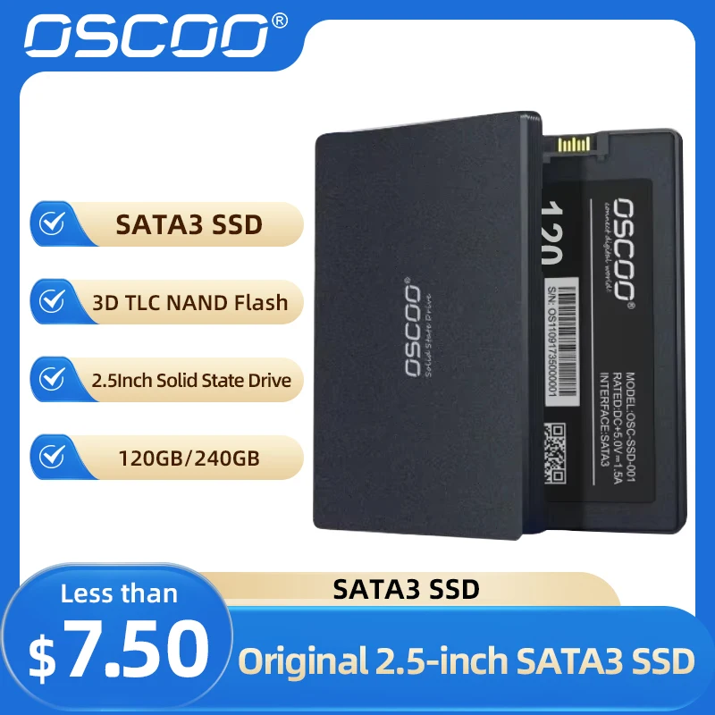 OSCOO SSD 120GB 240GB 512GB 2.5-Inch Solid State Drive 3D TLC NAND Flash SATA3 SSD for Laptop Desktop Wholesale SSD Hard Disk