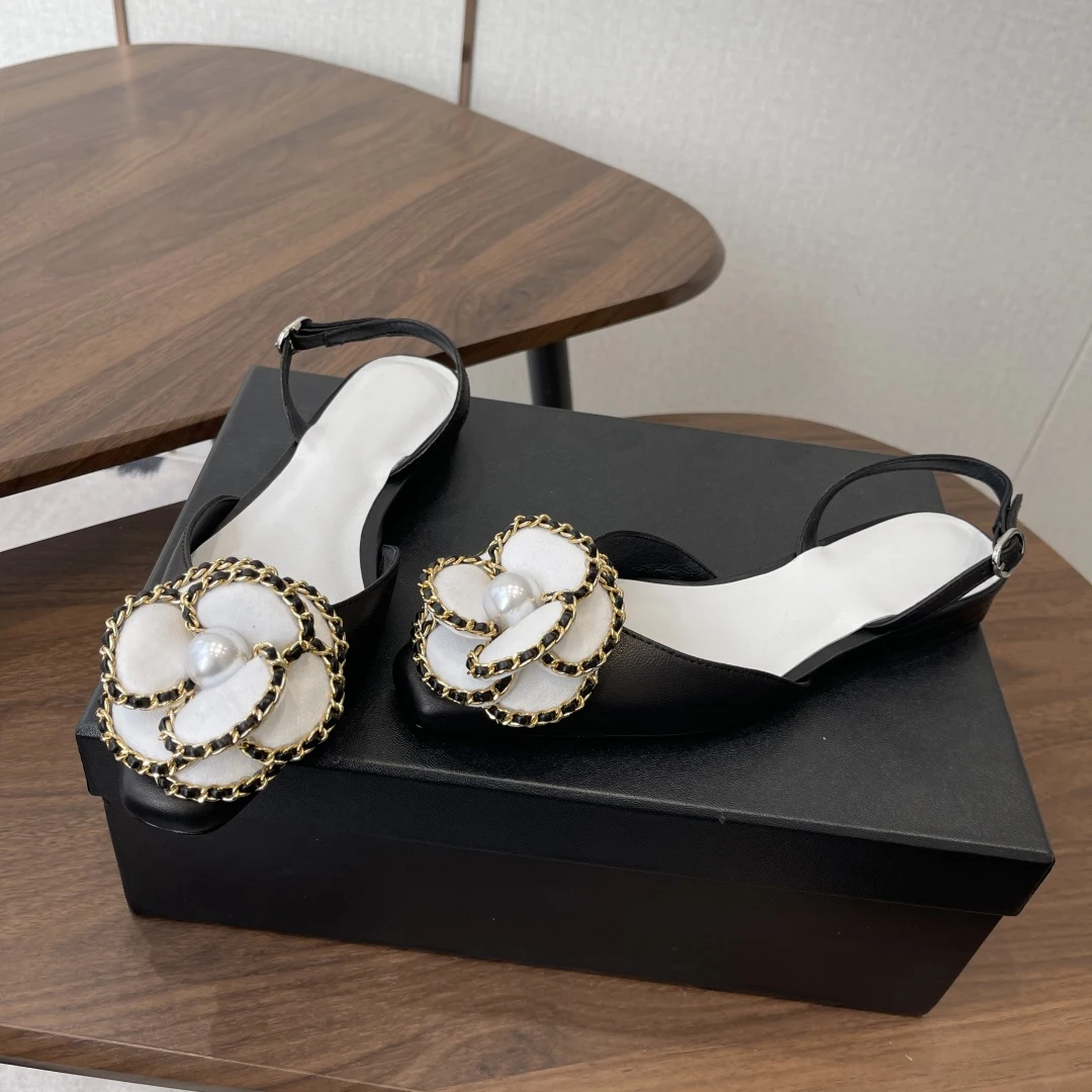 Women's Pearl-Embellished Flats footbed detail showing memory foam cushioning zones and leather lining