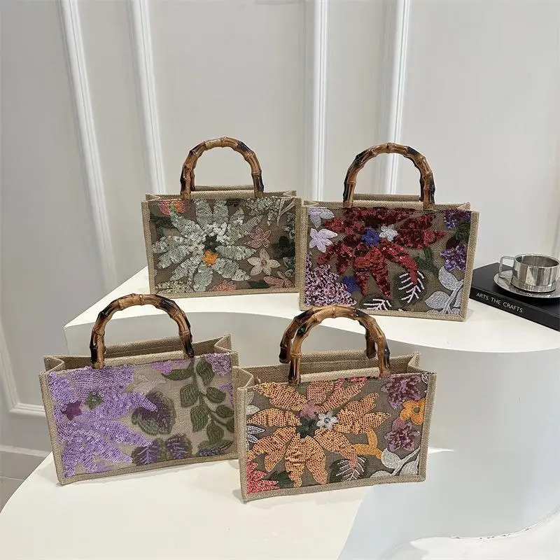 Cross-border European American Handbags New Package Simple Versatile Embroidered Handbags Texture Personalized Small Square Bags