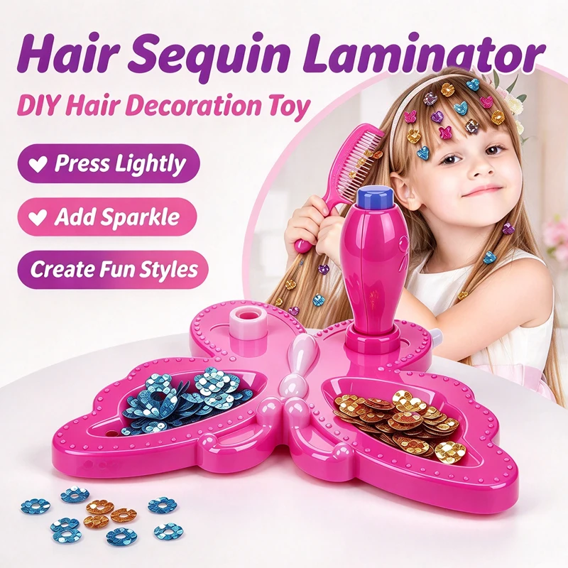 Hair Sequin Laminator Magic Blingbling Diamond Drilling Machine Toy for Girls Sticker DIY Jewelry Decoration Accessories Gifts