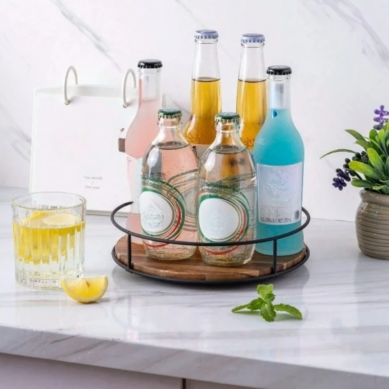 

Деревянный вращающийся поднос для хранения, 360° ° Вращающийся органайзер для кухонного шкафа и рабочего стола, натуральное дерево Lazy Susan for Spices