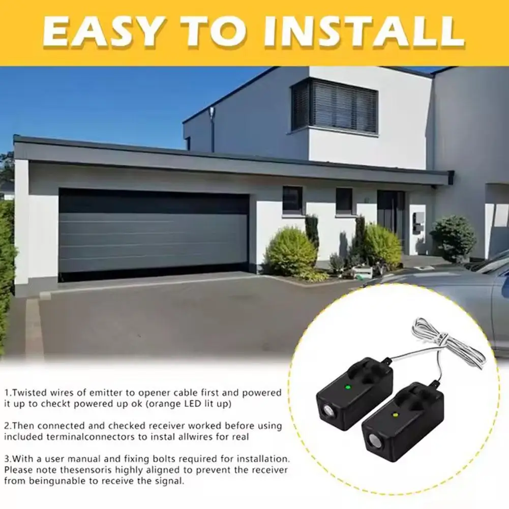 

41A5034 Garage Door Safety Sensor Kit Reliable Safety Sensor Beam for Garage Doors Easy Installation Durabl K5Y9