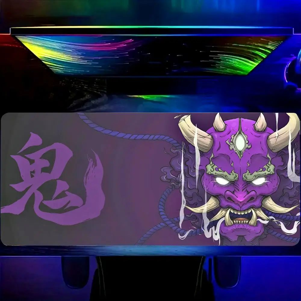 

HYBXAXC Japanese Oni Mask Purple Gaming Mouse Pad Traditional Art Desk Mat Waterproof Keyboard Pad,Ideal for Office & Home Use