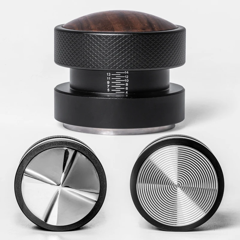 

51mm 53mm 58.35mm Coffee Tamper Walnut Wood Cap Gravitational Force Stainless Steel Portable Espresso Distributor