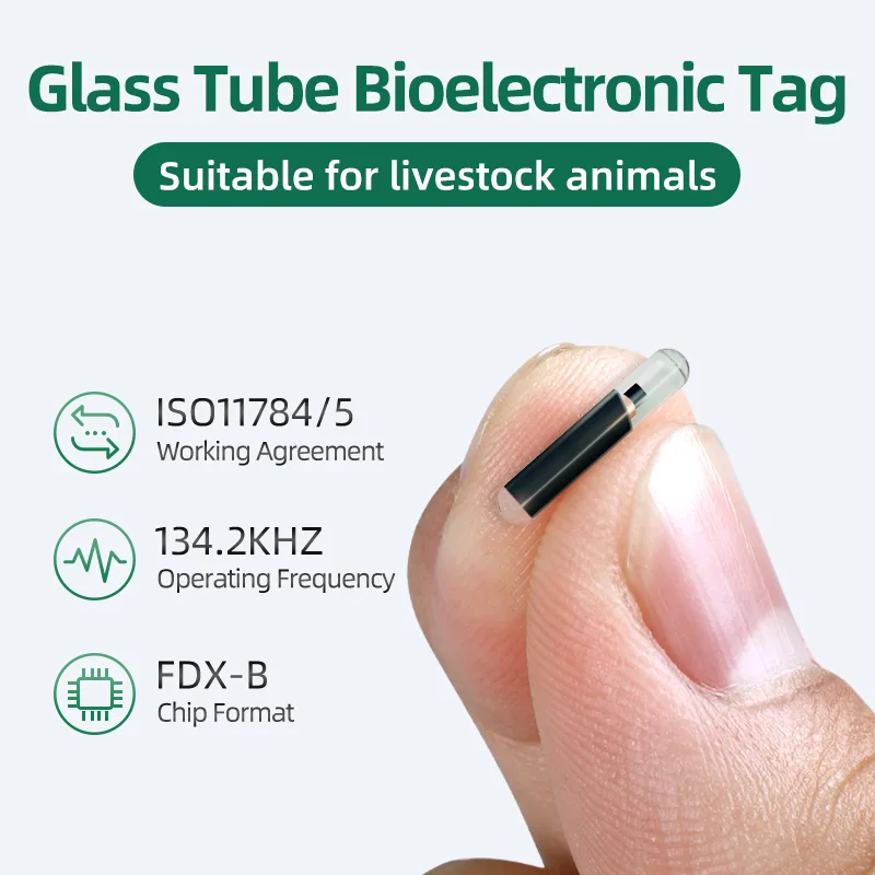 READELL 1.4x8mm FDX-B ISO11784/5 EM4305 chip 134.2KHz RFID Animal microchip capsule dog microchip