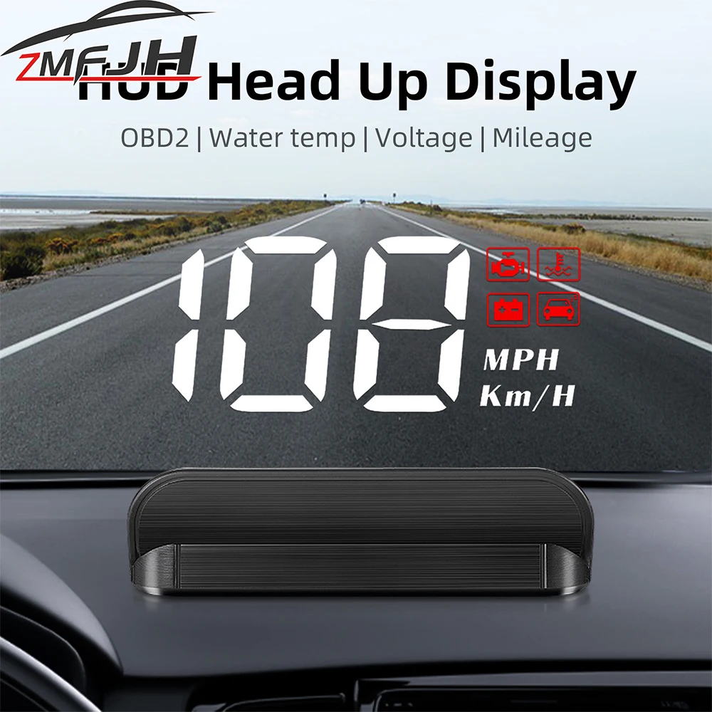 Car OBD Head Up Display Digital Speed Meter With Overspeed Warning Alarm Water Temp Voltage Mileage On-Board Computer Customized