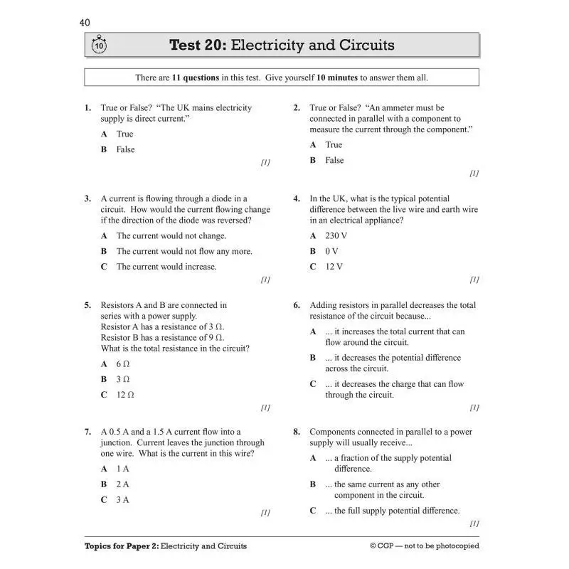 تتضمن اختبارات GCSE Physics Edexcel لمدة 10 دقائق على الإجابات منشورات مجموعة التنسيق بين كتب CGP 9781789080803 Book