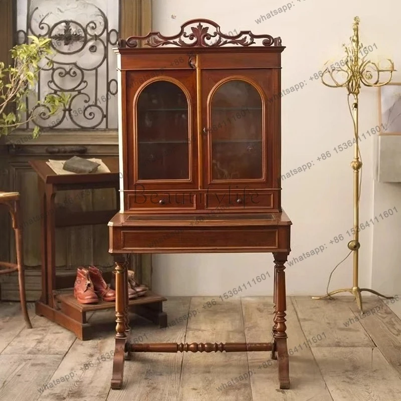 

Wood color French retro writing antique computer desk study desk