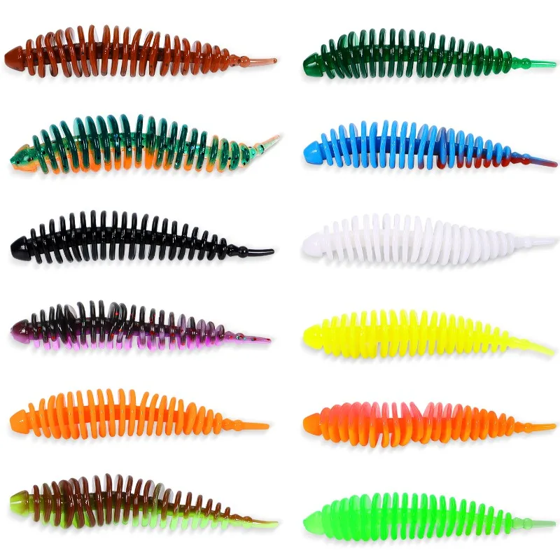 Sougayilang 10Pcs Worm Bait Soft Bait 40mm 60mm Fishing Lures Freshwater Swimbaits Silicone Soft Bait for Carp Bass Pike Fishing