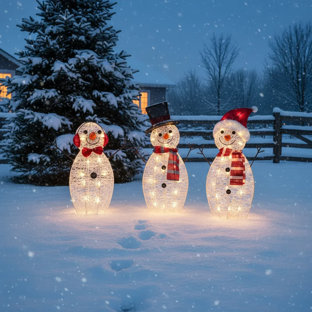 

1 шт., снеговик с подсветкой, рождественское украшение для сада со светодиодной подсветкой, светящийся снеговик, рождественские украшения для дома, уличного двора, орнамент 2026
