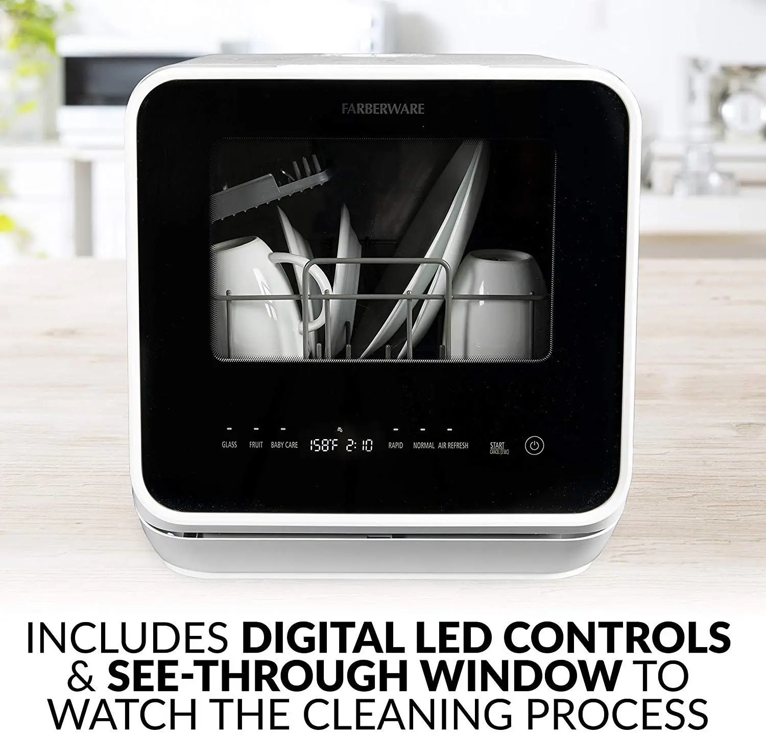 Complete Portable  Dishwasher with 5-Liter Built-in Water Tank, 5 Programs, Baby Care