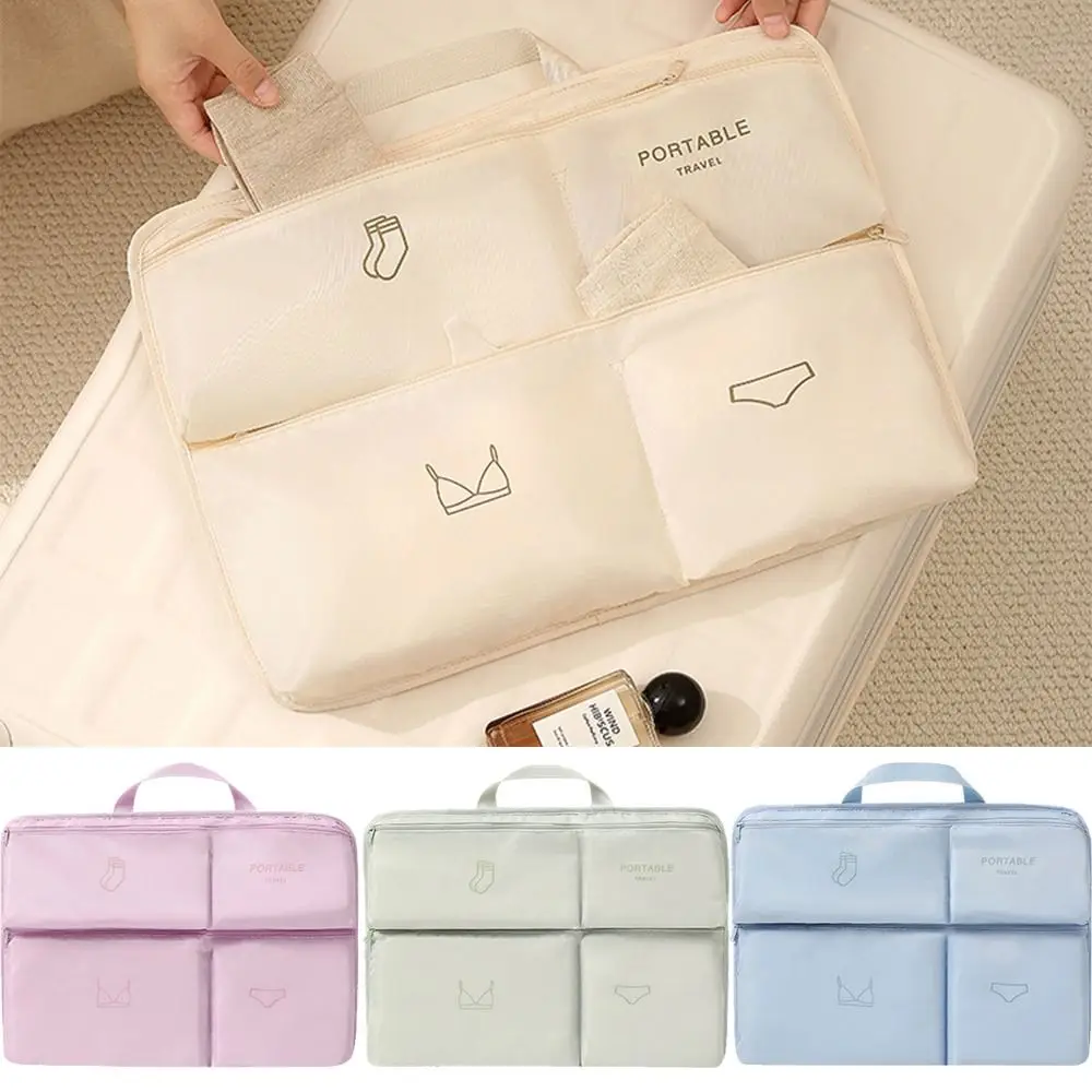 Large Capacity Hanging Clothes Bag Foldable With Handle Closet Socks Dispenser Smooth Zipper Space-Saving Travel Packing Cube
