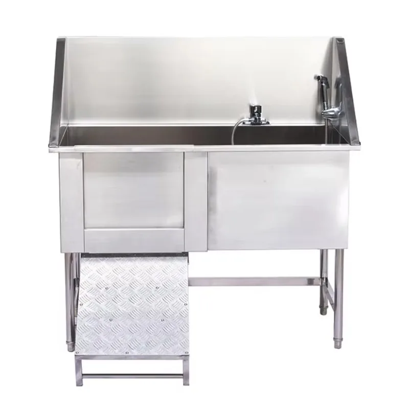 Pet Equipment Stainless Steel Shower Bathtub Cleaning Sink Animal Grooming Bath Tub for Cat Dog Wash
