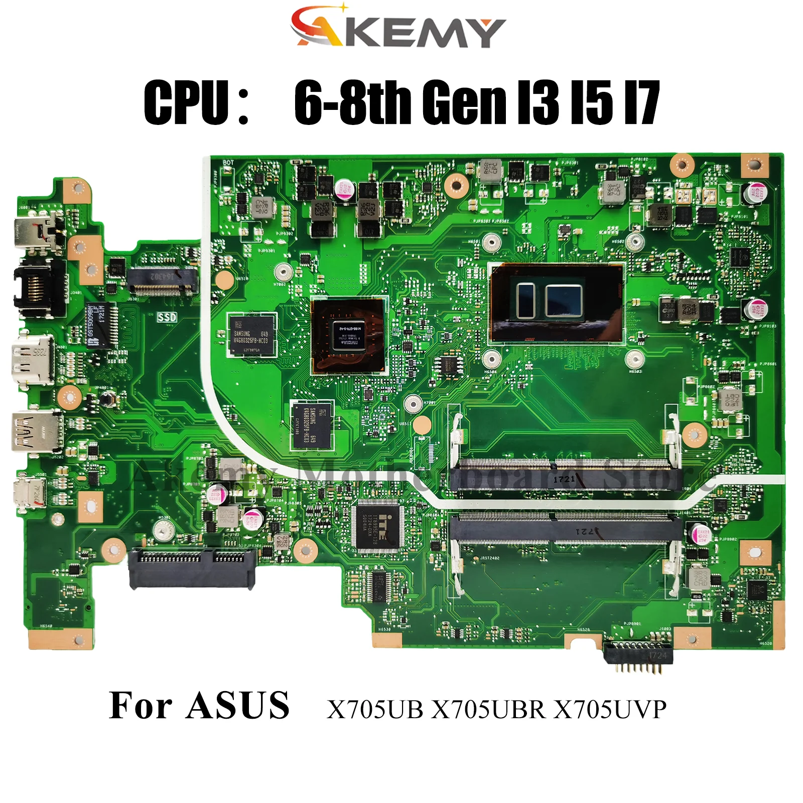 

X705UB Материнская плата для ноутбука ASUS VivoBook X705UV X705UBR X705UBP F705U X705U X705UF X705UNR X705UVP Материнская плата с процессором I3 I5 I7