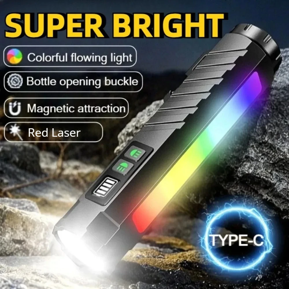 

Портативный тактический светодиодный фонарь EDC с зарядкой Type-C, магнитным основанием и функцией ручки-фонарика для осмотра, для использования на улице, в экстренных ситуациях и кемпинге