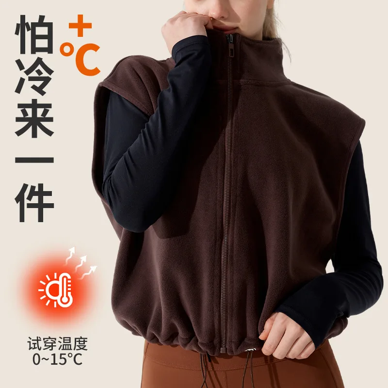

Ollie Velvet Stand Collar Zipper Vest for Women AutumnWinter Sports Warm Casual JacketFleece Fitness Vest for Outerwear
