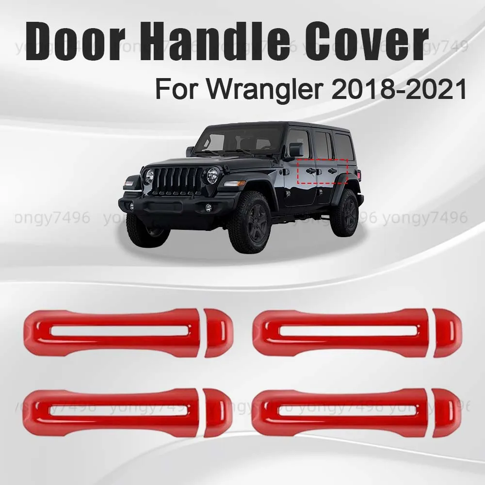 

Обновление автомобиля, красная дверная ручка, крышка для Jeep Wrangler 2018 2019 2020 2021, автомобильные аксессуары, Стайлинг, внешние декоративные наклейки