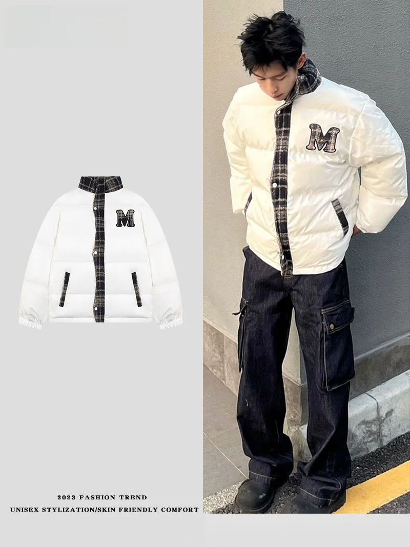 

LPLN осень-зима Thiened ретро американская вышивка пуховое хлопковое джет мужское зимнее теплое пальто с хлебом наряды для пар