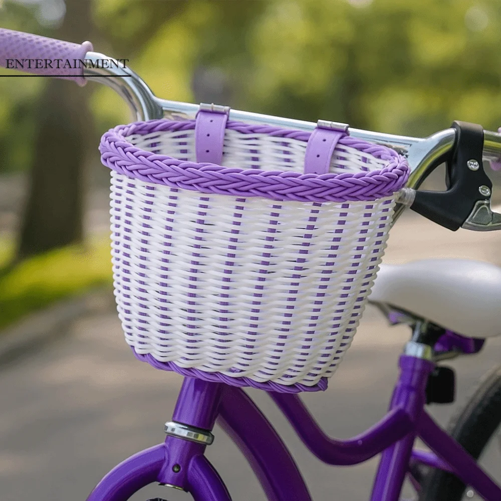 

Water Resistant Bicycle Basket Handwoven Adjustable Leather Straps Bicycle Storage Basket Daily Commuting Waterproof