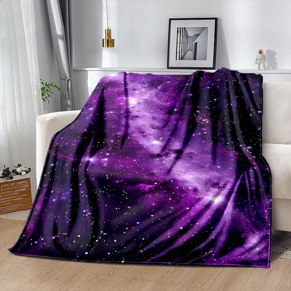3D Purple Milky Way Cosmic Starry Sky Printed Blanket, Bedroom Living Room Sofa Chairs Bed Blanket Soft and Comfortable Gifts