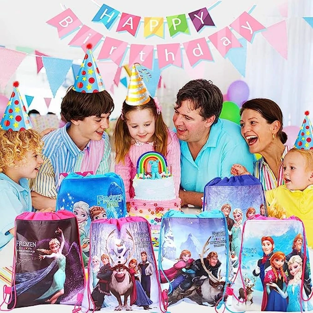Frozen Princess Elsa Anna 5/10/20/30PCS Birthday Party Gifts Non-woven 27*34cm Drawstring Good Bags Kids Favor School Backpacks